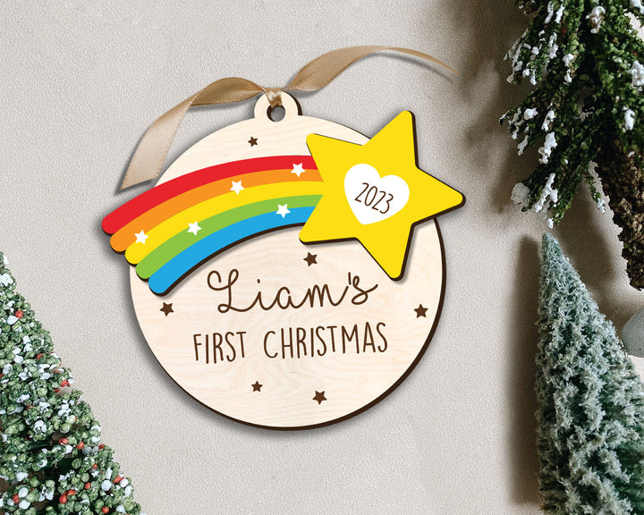 Custom New Baby Ornament, Baby First Christmas, Baby Name Ornament, Baby Rainbow Keepsake, First Christmas Ornament,Baby Christmas Gift 2023