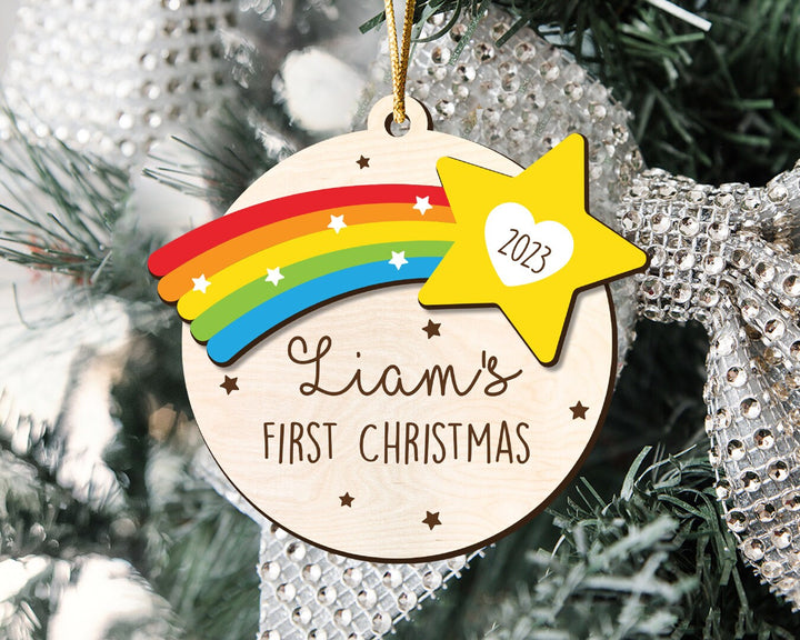 Custom New Baby Ornament, Baby First Christmas, Baby Name Ornament, Baby Rainbow Keepsake, First Christmas Ornament,Baby Christmas Gift 2023