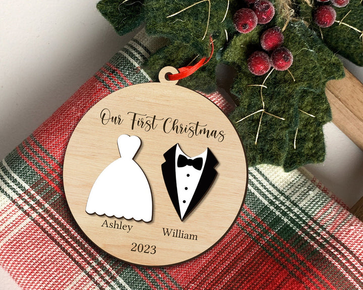 Wedding Ornament, Just Married Ornament, Wedding Ornament Personalized, First Christmas Newly Ornament, Wedding Gift, Couples Christmas Gift