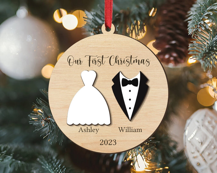 Wedding Ornament, Just Married Ornament, Wedding Ornament Personalized, First Christmas Newly Ornament, Wedding Gift, Couples Christmas Gift