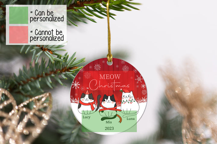 Personalized Christmas Cat Ornament w Name, Christmas Gift, Pet Lover Gifts, Cat Lover Gifts, Cat Owner Gifts, Custom Acrylic Kitty Ornament