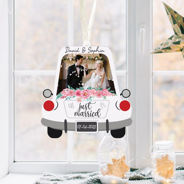 Couple Photo Ornament, Custom Married Ornament, Engagement Ornament, Photo Ornament, Newlywed Car Ornament, Christmas Ornament, Wedding Gift