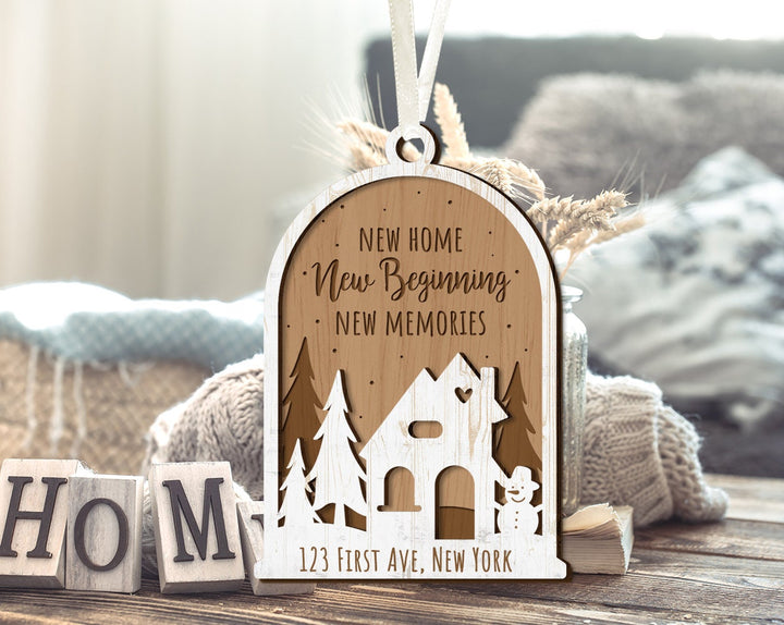 New Home Ornament, Custom House Address Ornament, Housewarming Gift,New House Ornament, New Beginning, New Memories, New Home Christmas Gift