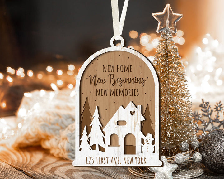 New Home Ornament, Custom House Address Ornament, Housewarming Gift,New House Ornament, New Beginning, New Memories, New Home Christmas Gift