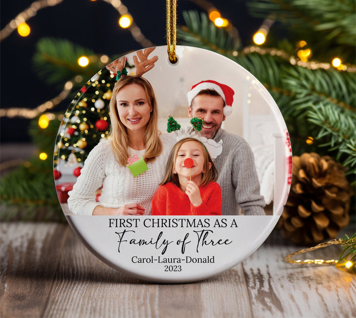 Personalized First Christmas w Family Picture, Gift For Christmas, Christmas Keepsake Gifts, Custom Family of Tree Ornament, Cute Ornament