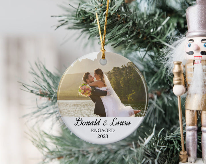 Personalized Couple Photo Ornament for Christmas, Engagement Gift, Keepsake Couple Gift, Custom Christmas Picture Ornament, Engaged Ornament