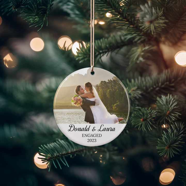 Personalized Couple Photo Ornament for Christmas, Engagement Gift, Keepsake Couple Gift, Custom Christmas Picture Ornament, Engaged Ornament