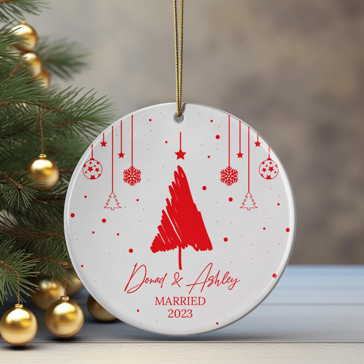 Custom Christmas Tree Name Ornament, Christmas Tree Decor, Christmas Party, Personalized Married Ornament, Christmas Cute Hanging Ornament