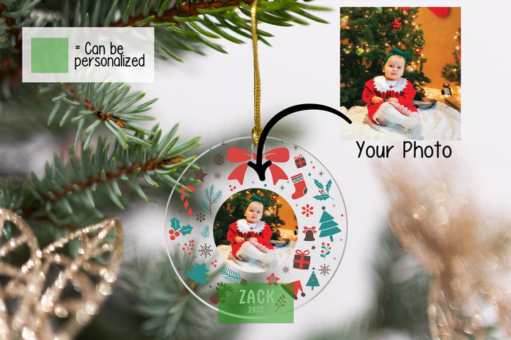 Personalized Photo Ornament for Baby, Christmas Gifts, Baby's First Christmas, Baby Gifts, New Mom Gifts, Custom Christmas Newborn Ornament