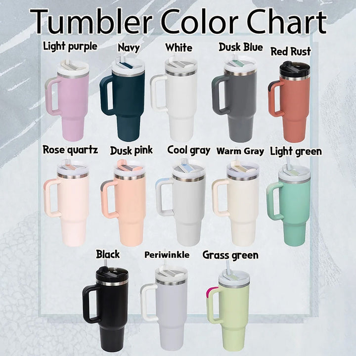 WinterBear and Penguin Tumbler 40oz With Handle, Daily 40oz Tumbler, Santa 40oz Stainless Steel Tumbler With Lid and Straw, Holiday Tumbler