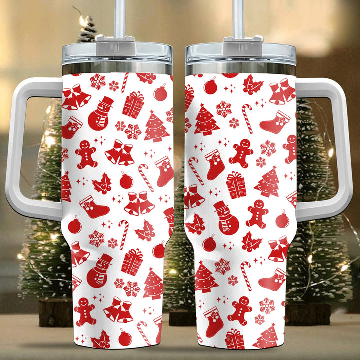 Nutcracker Tumbler 40oz With Handle, Christmas 40oz Tumbler, Santa 40oz Stainless Steel Tumbler With Lid and Straw, Christmas Tumbler