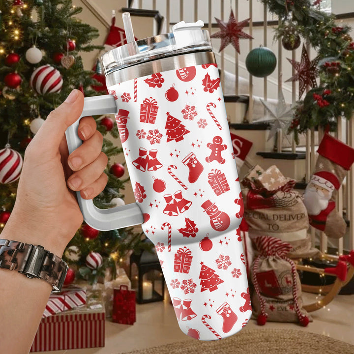 Nutcracker Tumbler 40oz With Handle, Christmas 40oz Tumbler, Santa 40oz Stainless Steel Tumbler With Lid and Straw, Christmas Tumbler