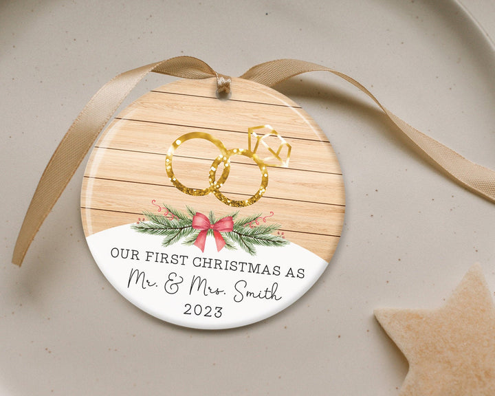 Custom Couples Ornament, Engagement Ornament, First Christmas Ornament, Couples Gift, Engaged Ornament, Married Ornament, Engagement Gifts