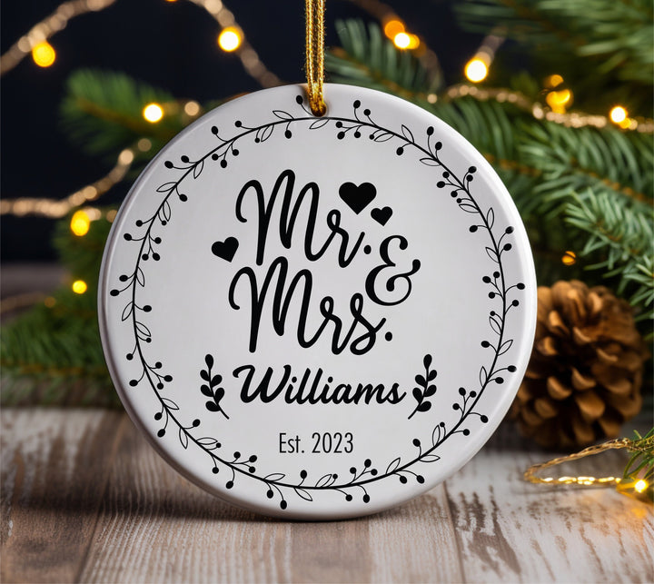 Custom Mr and Mrs Ornament, Christmas Keepsake Gifts, Engagement Gifts, Wedding Gifts, Personalized Engaged Ornament, Wedding Ornament