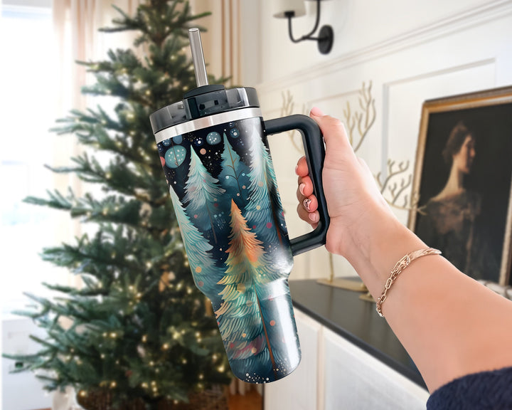 Christmas Tree Tumbler, Merry Christmas 40oz Cup, Christmas 40oz Tumbler, Design Christmas 40oz Stainless Steel Tumbler With Lid and Straw.