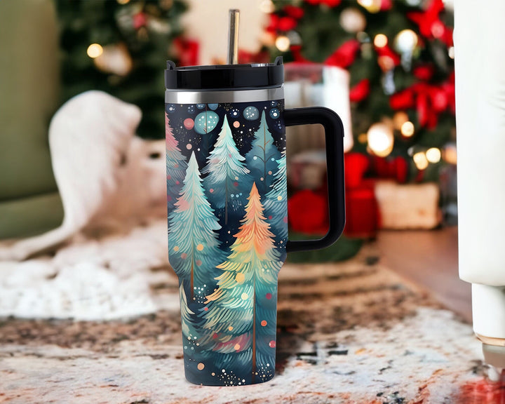 Christmas Tree Tumbler, Merry Christmas 40oz Cup, Christmas 40oz Tumbler, Design Christmas 40oz Stainless Steel Tumbler With Lid and Straw.