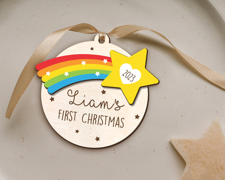 Custom New Baby Ornament, Baby First Christmas, Baby Name Ornament, Baby Rainbow Keepsake, First Christmas Ornament,Baby Christmas Gift 2023