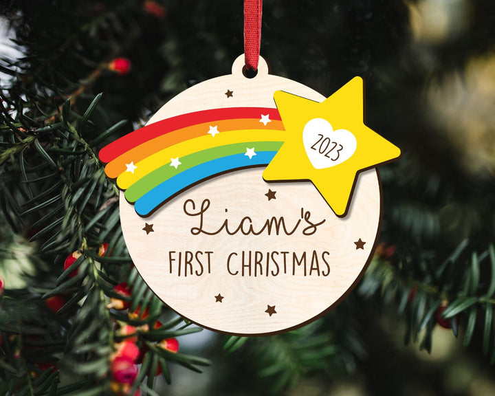 Custom New Baby Ornament, Baby First Christmas, Baby Name Ornament, Baby Rainbow Keepsake, First Christmas Ornament,Baby Christmas Gift 2023