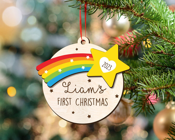 Custom New Baby Ornament, Baby First Christmas, Baby Name Ornament, Baby Rainbow Keepsake, First Christmas Ornament,Baby Christmas Gift 2023