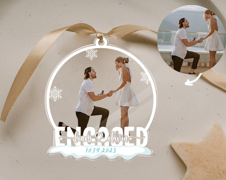 Engagement Ornament, Custom Engaged Photo Ornament, Couple Photo Ornament, First Christmas, Couples Gift, Christmas Engagement Gift