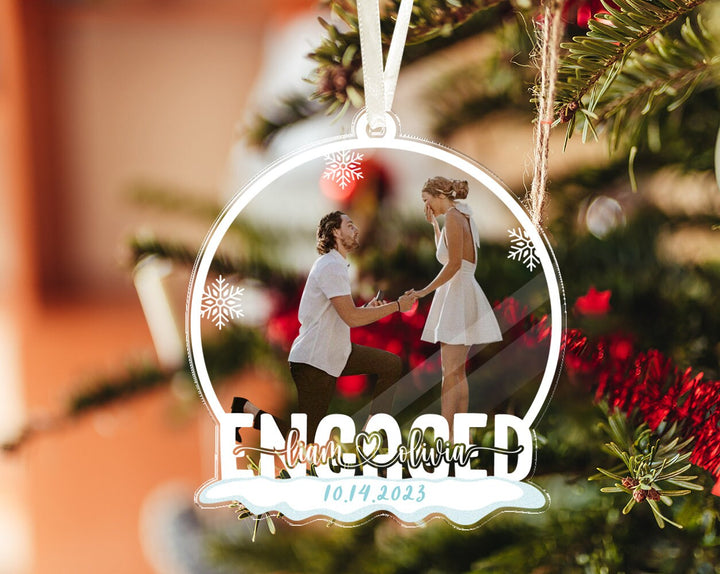 Engagement Ornament, Custom Engaged Photo Ornament, Couple Photo Ornament, First Christmas, Couples Gift, Christmas Engagement Gift