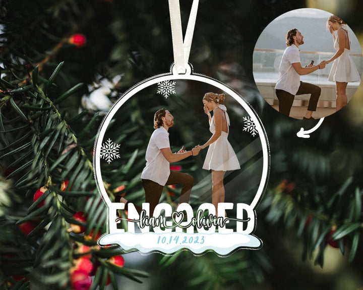 Engagement Ornament, Custom Engaged Photo Ornament, Couple Photo Ornament, First Christmas, Couples Gift, Christmas Engagement Gift