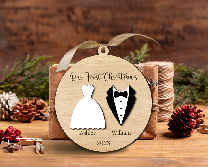 Wedding Ornament, Just Married Ornament, Wedding Ornament Personalized, First Christmas Newly Ornament, Wedding Gift, Couples Christmas Gift