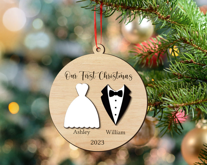 Wedding Ornament, Just Married Ornament, Wedding Ornament Personalized, First Christmas Newly Ornament, Wedding Gift, Couples Christmas Gift