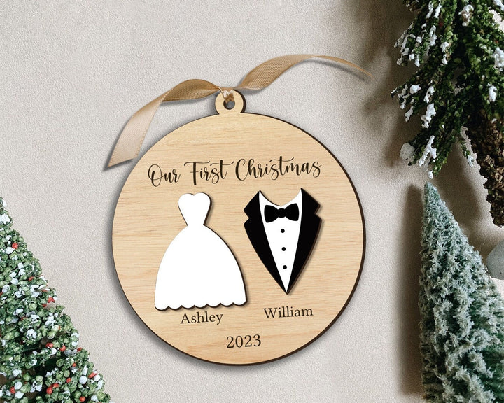 Wedding Ornament, Just Married Ornament, Wedding Ornament Personalized, First Christmas Newly Ornament, Wedding Gift, Couples Christmas Gift