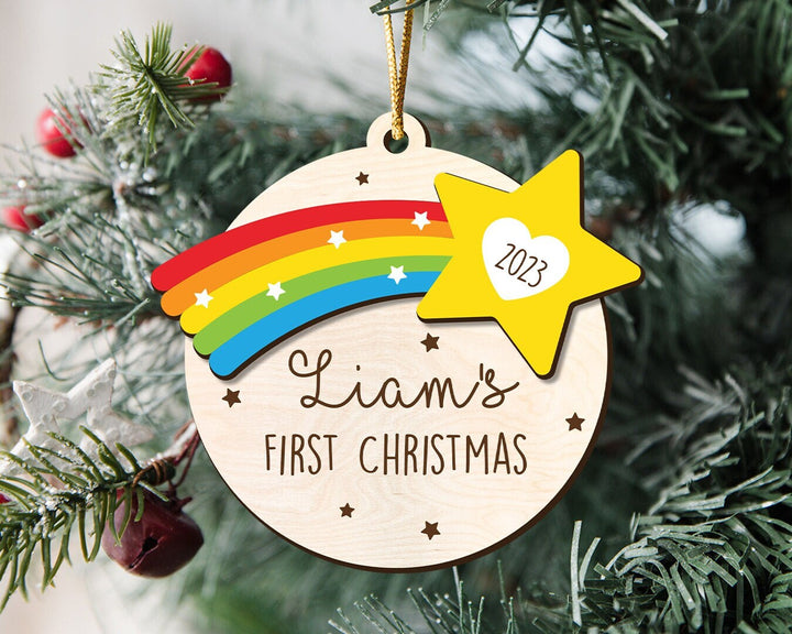 Custom New Baby Ornament, Baby First Christmas, Baby Name Ornament, Baby Rainbow Keepsake, First Christmas Ornament,Baby Christmas Gift 2023