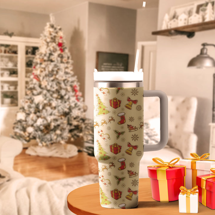 Christmas Stocking Tumbler 40oz Cup, Christmas 40oz Tumbler, Santa 40oz Stainless Steel Tumbler With Lid and Straw, Christmas Tumbler