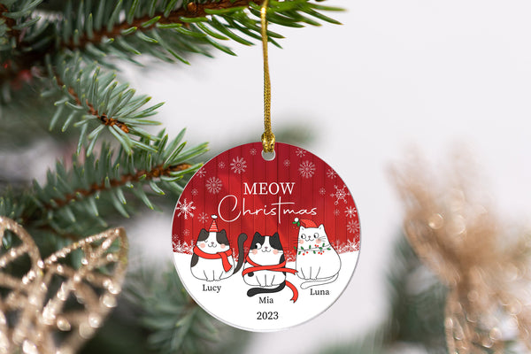 Personalized Christmas Cat Ornament w Name, Christmas Gift, Pet Lover Gifts, Cat Lover Gifts, Cat Owner Gifts, Custom Acrylic Kitty Ornament