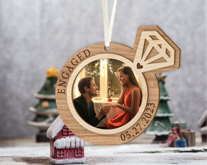 Personalized Engagement Ornament, Photo Ornament, Engaged Christmas Ornament, Engagement Gifts, First Christmas Ornament, Christmas Gift