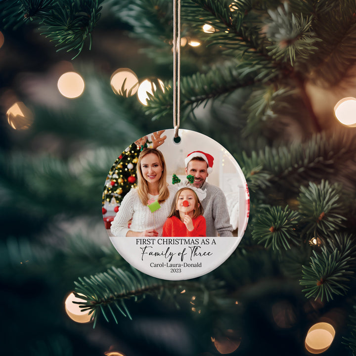 Personalized First Christmas w Family Picture, Gift For Christmas, Christmas Keepsake Gifts, Custom Family of Tree Ornament, Cute Ornament