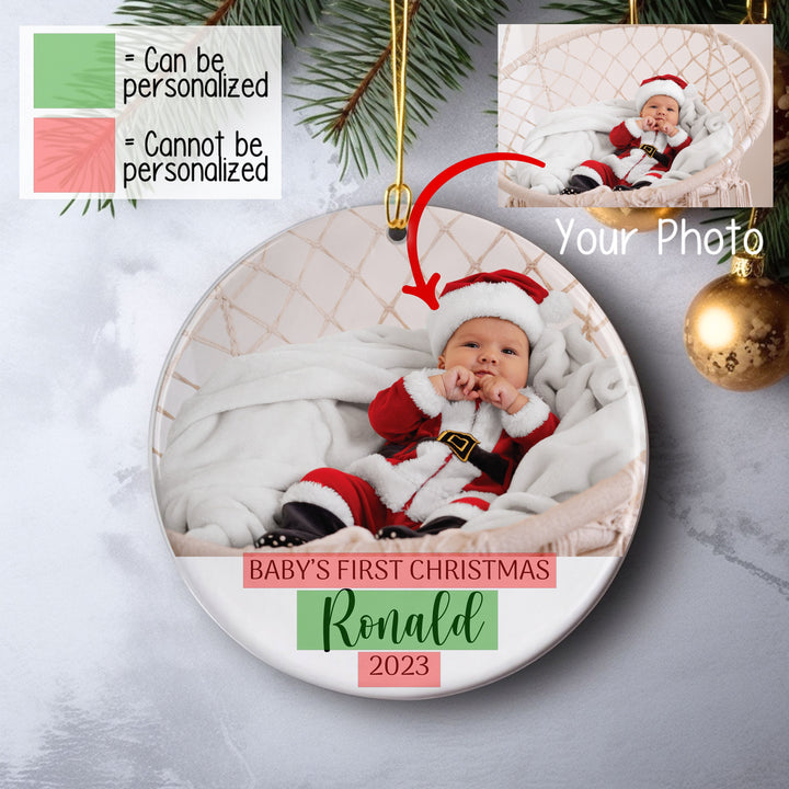 Custom Baby First Christmas Ornament, Baby Keepsake Gifts, Christmas Family Ornament, First Christmas Gifts, Personalized Photo Ornament