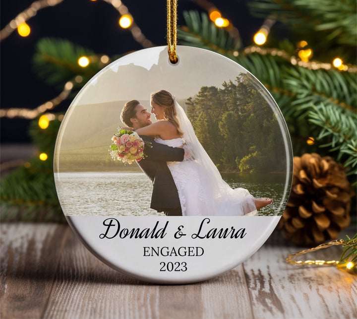 Personalized Couple Photo Ornament for Christmas, Engagement Gift, Keepsake Couple Gift, Custom Christmas Picture Ornament, Engaged Ornament