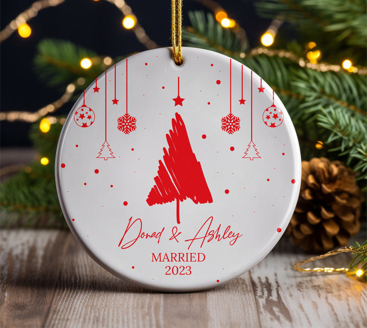 Custom Christmas Tree Name Ornament, Christmas Tree Decor, Christmas Party, Personalized Married Ornament, Christmas Cute Hanging Ornament