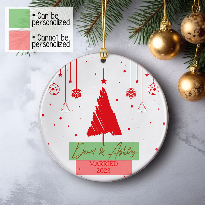 Custom Christmas Tree Name Ornament, Christmas Tree Decor, Christmas Party, Personalized Married Ornament, Christmas Cute Hanging Ornament