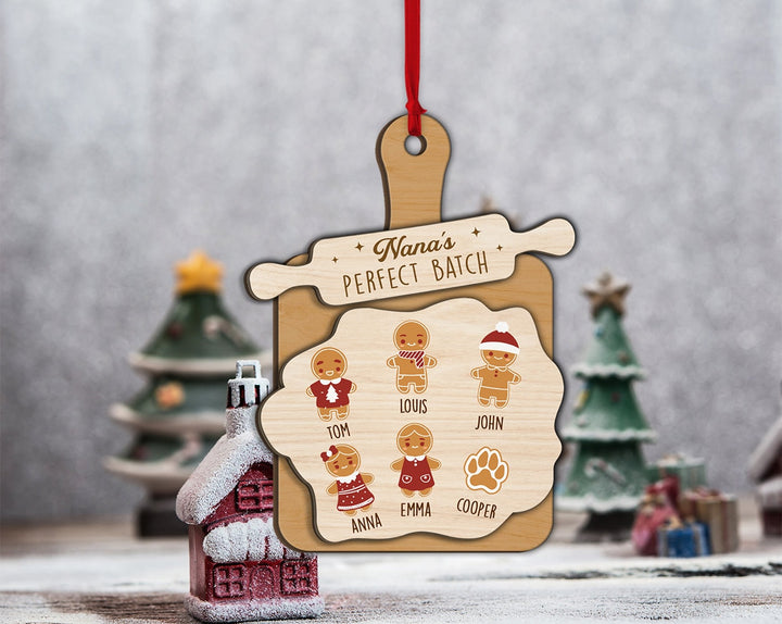 Grandma Batch Ornament, Custom Grandma Ornament, Nana Perfect Batch Ornament, Grandkids Name Bauble, Gift For Grandma, Gingerbread Ornament