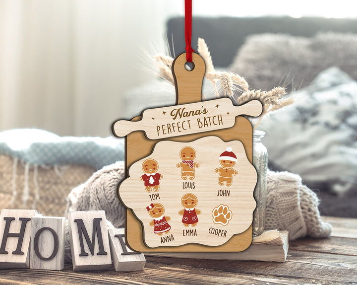 Grandma Batch Ornament, Custom Grandma Ornament, Nana Perfect Batch Ornament, Grandkids Name Bauble, Gift For Grandma, Gingerbread Ornament