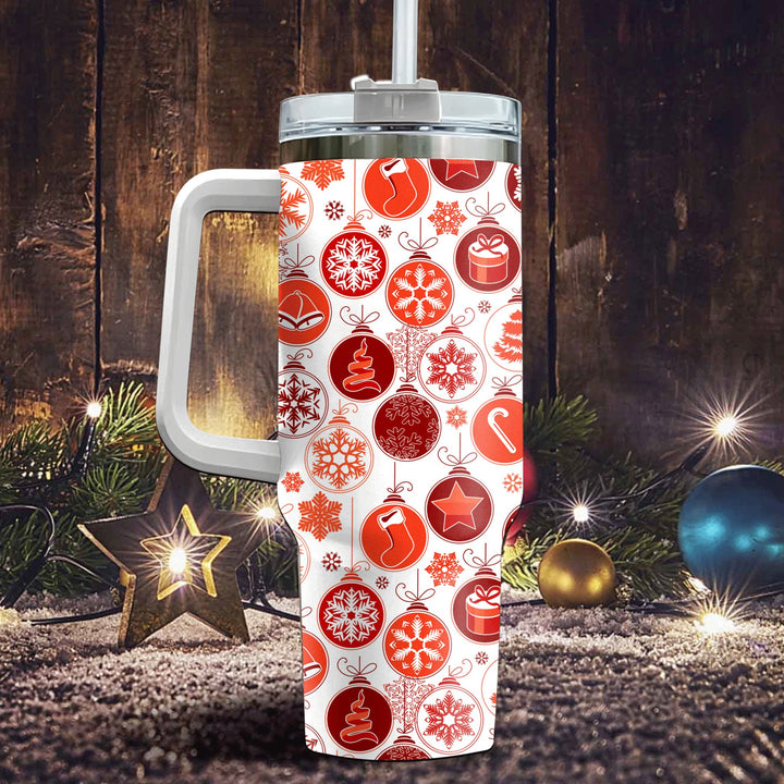 Christmas 40oz Cup With Handle, Christmas 40oz Tumbler, Santa 40oz Stainless Steel Tumbler With Lid and Straw, Holiday Tumbler