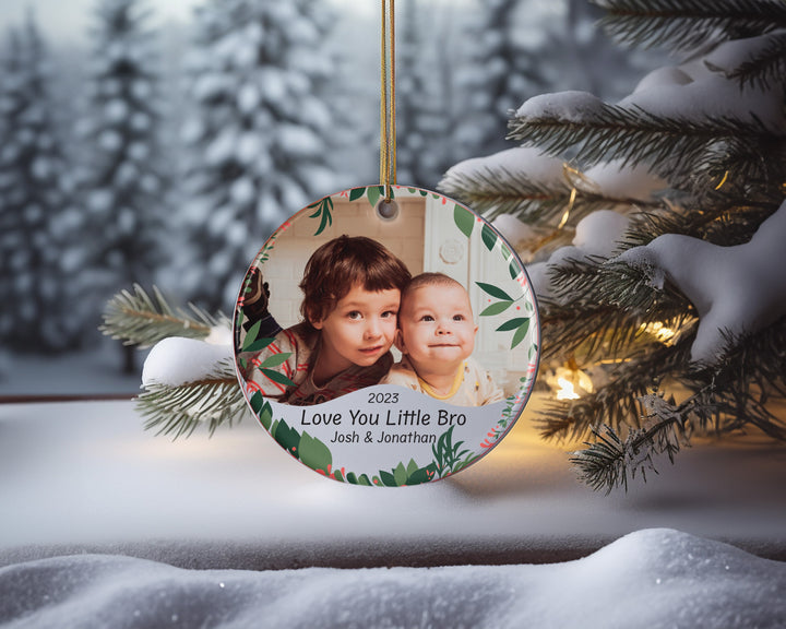 Brother Photo Ornament, Christmas Ornaments, Christmas Keepsake Gifts, Personalized Bro Ornament, Holiday Picture Ornament, Name Ornament