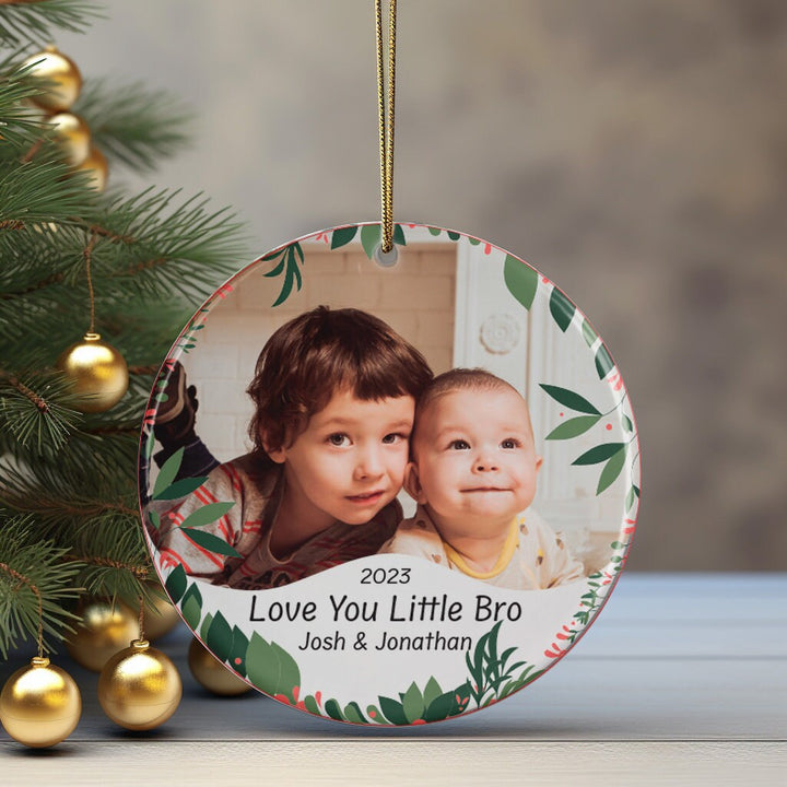 Brother Photo Ornament, Christmas Ornaments, Christmas Keepsake Gifts, Personalized Bro Ornament, Holiday Picture Ornament, Name Ornament