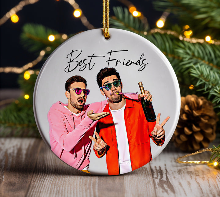 Custom Friend Photo Ornament, Friendship Ornament, Gifts For Friends, Christmas Keepsake, Personalized Ornaments, Cartoon Picture Ornament