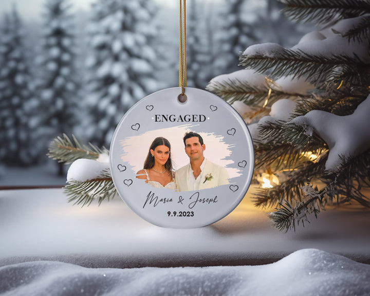 Personalized Picture Engaged Ornament, Engagement Gifts, Christmas Gifts, Custom Wedding Ornament, Keepsake Name Ornament, Acrylic Ornament