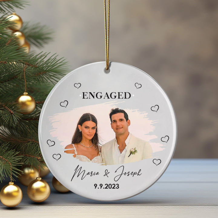 Personalized Picture Engaged Ornament, Engagement Gifts, Christmas Gifts, Custom Wedding Ornament, Keepsake Name Ornament, Acrylic Ornament