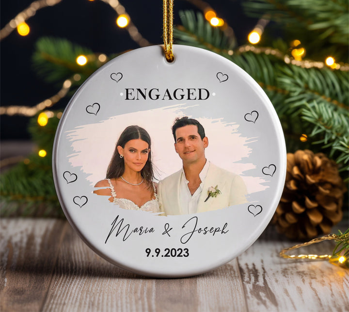 Personalized Picture Engaged Ornament, Engagement Gifts, Christmas Gifts, Custom Wedding Ornament, Keepsake Name Ornament, Acrylic Ornament