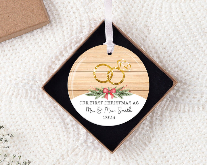 Custom Couples Ornament, Engagement Ornament, First Christmas Ornament, Couples Gift, Engaged Ornament, Married Ornament, Engagement Gifts