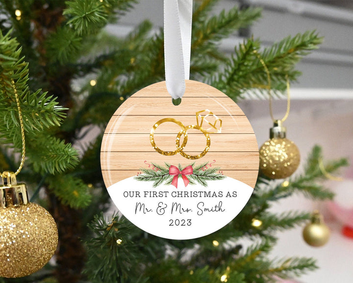 Custom Couples Ornament, Engagement Ornament, First Christmas Ornament, Couples Gift, Engaged Ornament, Married Ornament, Engagement Gifts