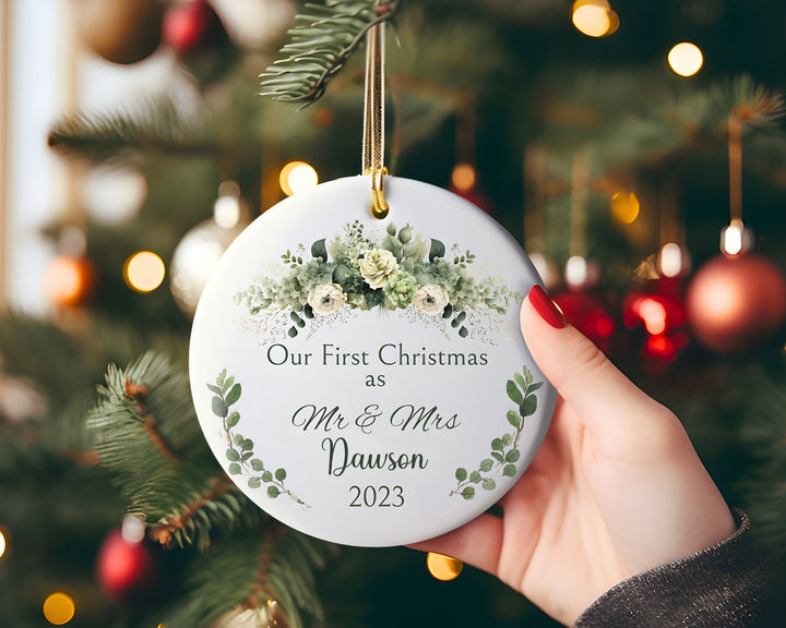 Personalized Our First Christmas Married Ornament 2023, Custom Wedding Gift for Couple Unique, Newlywed Gift, 1st Christmas As Mr & Mrs.